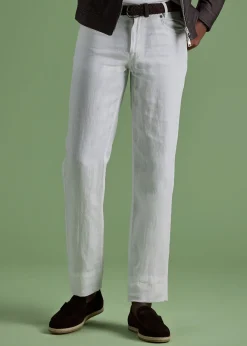 Paul Stuart Formal Shop|Dress Pants^Linen Five Pocket Pant White