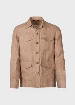 Paul Stuart Blazers & Jackets|Outerwear^Linen Houndstooth Safari Jacket Gold