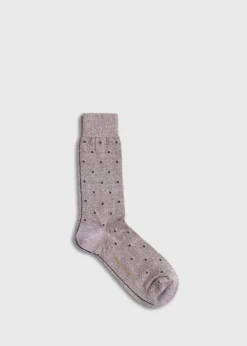 Paul Stuart Socks^Linen Mélange Dotted Sock Sand