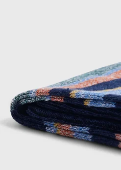 Paul Stuart Socks^Linen Mélange Striped Sock Navy
