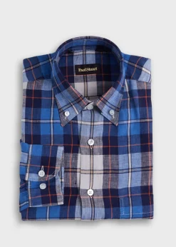 Paul Stuart Sport Shirts^Linen Plaid Sport Shirt Blue/Red