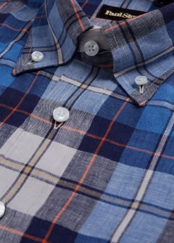 Paul Stuart Sport Shirts^Linen Plaid Sport Shirt Blue/Red