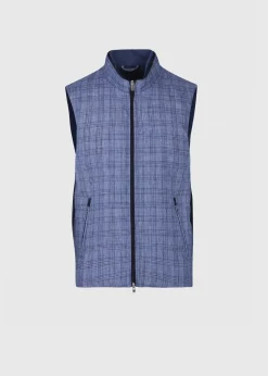 Paul Stuart Vests|Outerwear^Linen Plaid Vest Blue