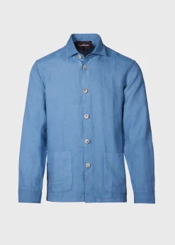 Paul Stuart Blazers & Jackets^Linen Shirt Jacket Slate Blue