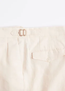 Paul Stuart Pants^Linen Washed Pleated Front Trouser Sand