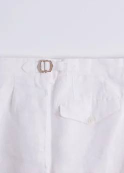 Paul Stuart Pants^Linen Washed Pleated Front Trouser White