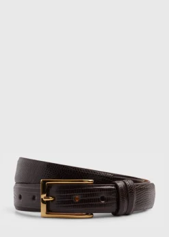Paul Stuart Belts^Lizard Belt Dark Brown