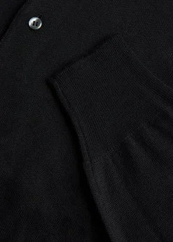 Paul Stuart Polos & T-Shirts|Sweaters^Long Sleeve Merino Wool Polo Shirt Black