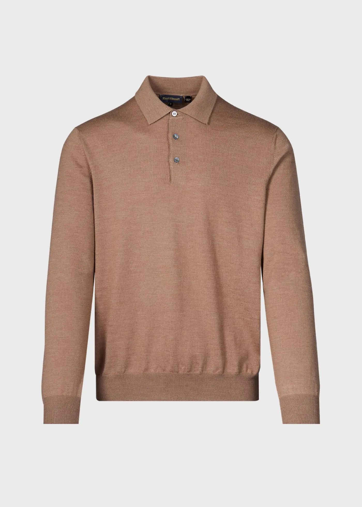 Paul Stuart Polos & T-Shirts|Sweaters^Long Sleeve Merino Wool Polo Shirt Camel