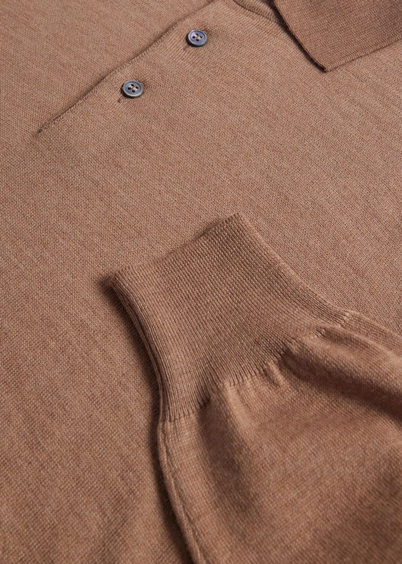 Paul Stuart Polos & T-Shirts|Sweaters^Long Sleeve Merino Wool Polo Shirt Camel