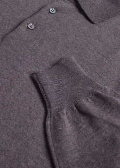 Paul Stuart Polos & T-Shirts|Sweaters^Long Sleeve Merino Wool Polo Shirt Taupe