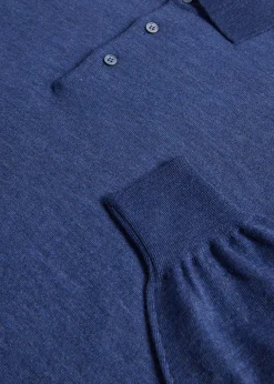 Paul Stuart Polos & T-Shirts|Sweaters^Long Sleeve Merino Wool Polo Shirt Denim