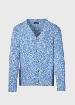 Paul Stuart The Cashmere Shop|Sweaters^Marled Button Front Cardigan Blue Mix