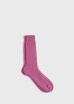 Paul Stuart Socks^Mercerized Cotton Ribbed Sock Pink