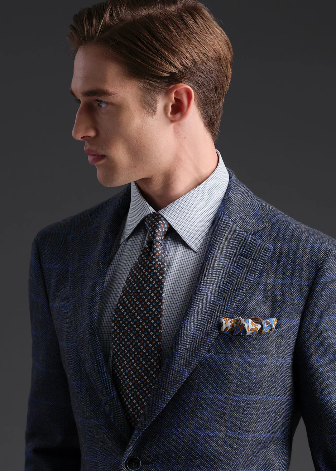 Paul Stuart Formal Shop|Dress Shirts^Micro Graph Check Dress Shirt Blue