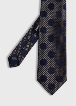 Paul Stuart Ties^Micro Jacquard Dot Tie Brown
