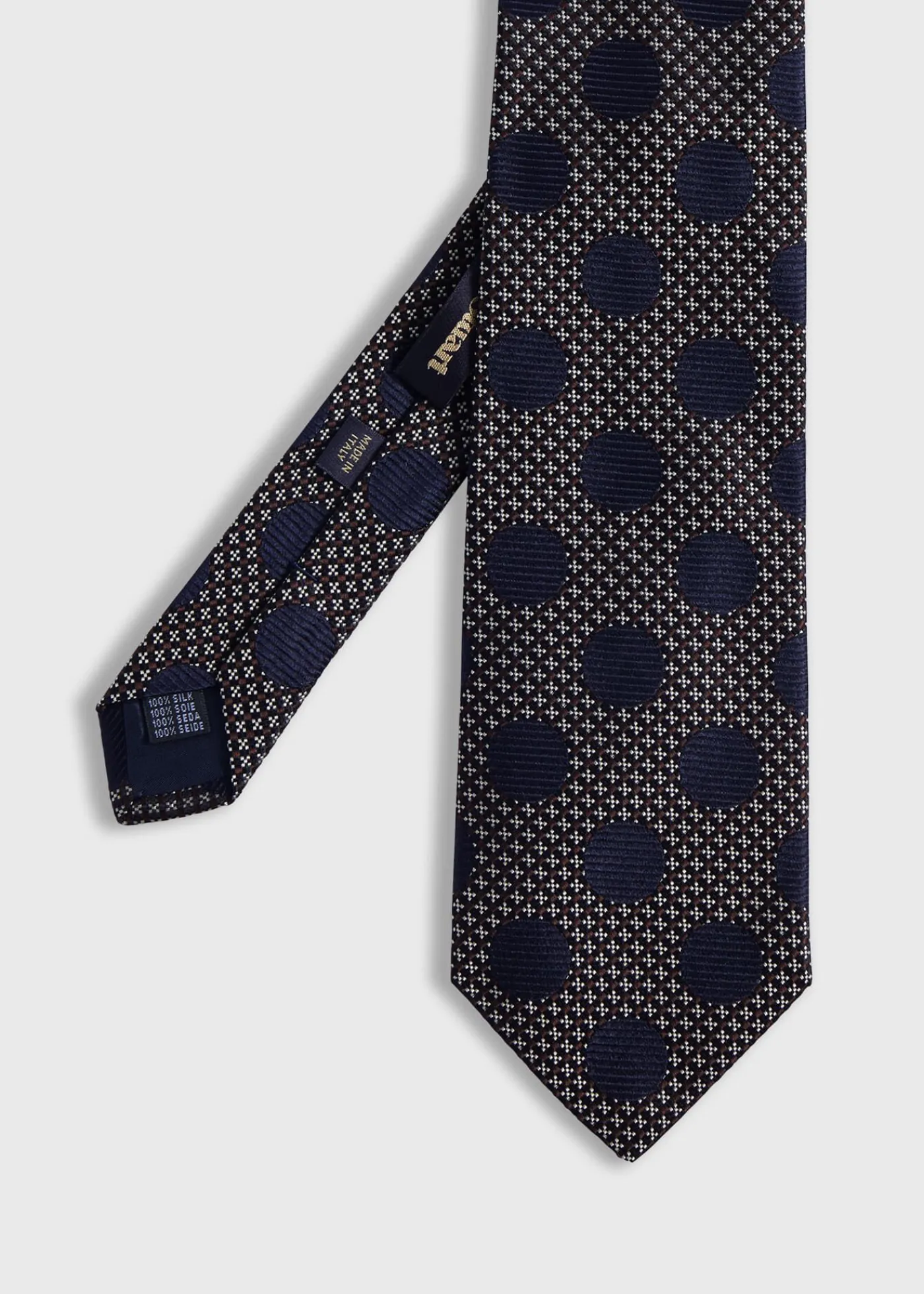 Paul Stuart Ties^Micro Jacquard Dot Tie Brown