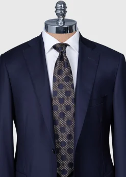 Paul Stuart Ties^Micro Jacquard Dot Tie Brown