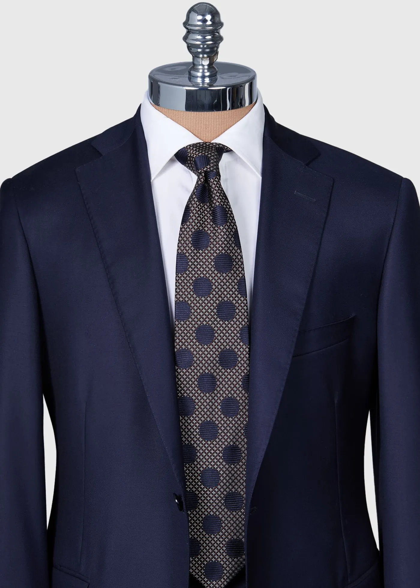 Paul Stuart Ties^Micro Jacquard Dot Tie Brown