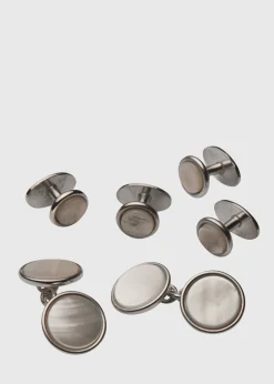 Paul Stuart Jewelry|Formal Shop^Mother Of Pearl Cufflink & Stud Formal Set Silver