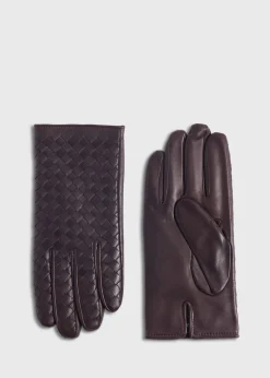 Paul Stuart Scarves, Hats, Gloves|The Cashmere Shop^Nappa Leather Cross Stitch Glove Brown