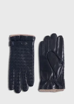 Paul Stuart Scarves, Hats, Gloves^Nappa Leather Cross Stitch Glove Black