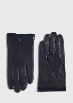 Paul Stuart Scarves, Hats, Gloves^Nappa Leather Glove With Diagonal Stitching Black