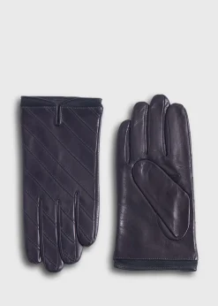 Paul Stuart Scarves, Hats, Gloves^Nappa Leather Glove With Diagonal Stitching Grey