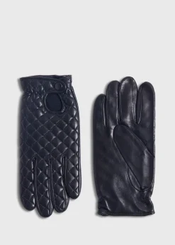 Paul Stuart Scarves, Hats, Gloves|The Cashmere Shop^Nappa Leather Quilted Driving Glove Black