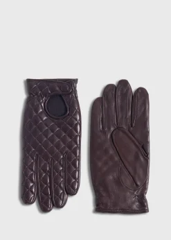 Paul Stuart Scarves, Hats, Gloves|The Cashmere Shop^Nappa Leather Quilted Driving Glove Brown