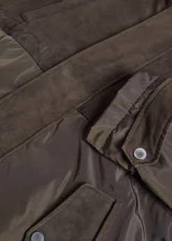 Paul Stuart Outerwear^Nylon And Nubuck Parka Olive