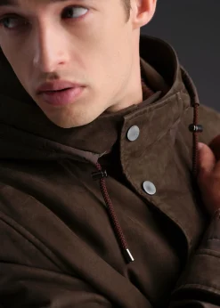 Paul Stuart Outerwear^Nylon And Nubuck Parka Olive