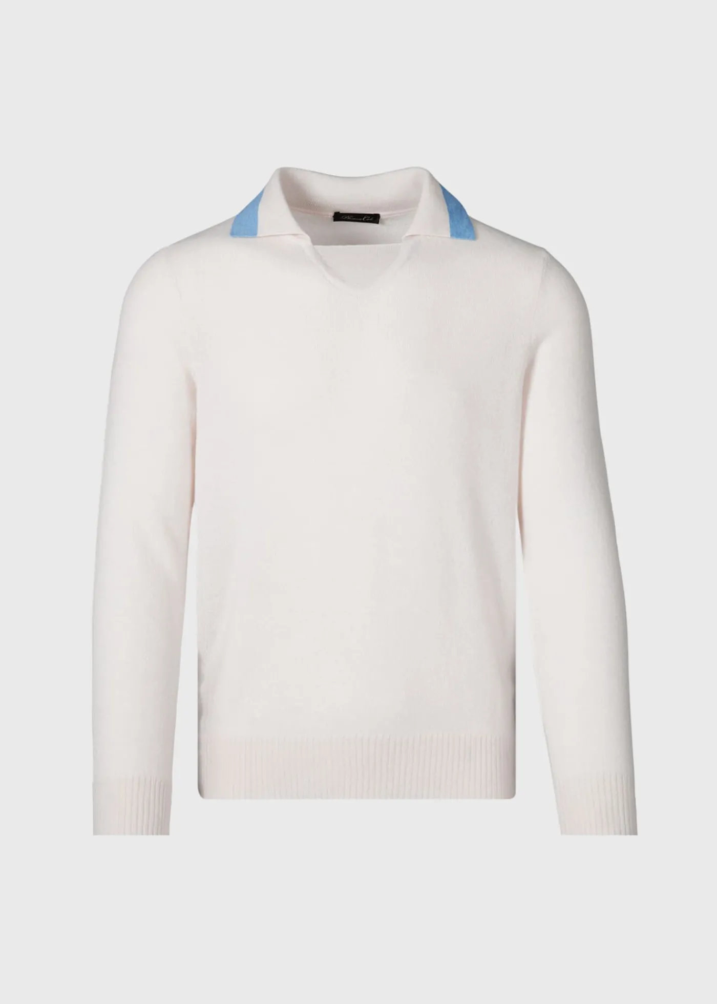 Paul Stuart The Cashmere Shop|Sweaters^Open Collar Cashmere Sweater White/Light Blue