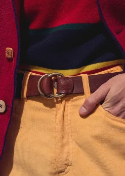 Paul Stuart Belts^O-Ring Leather Belt Cognac