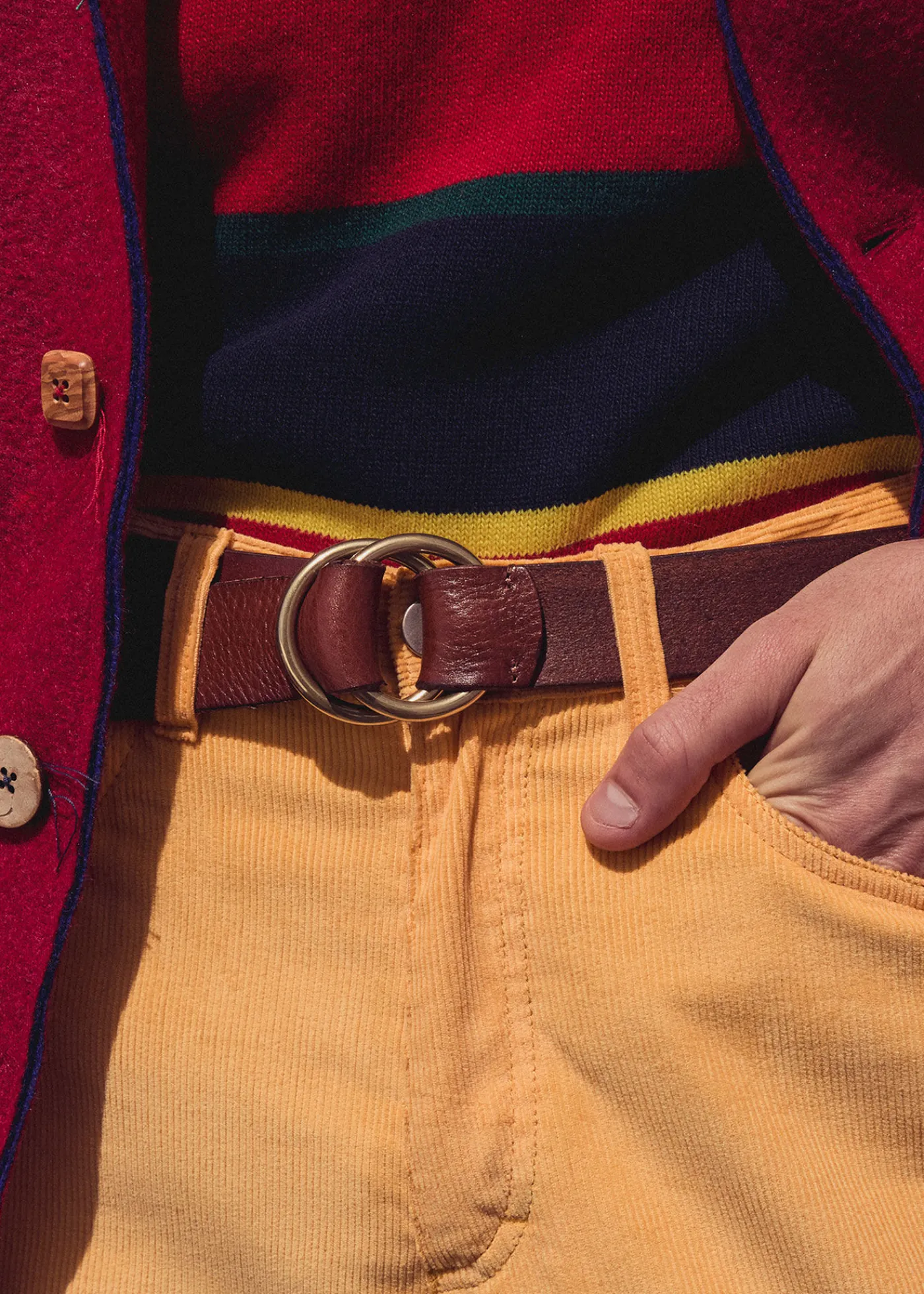 Paul Stuart Belts^O-Ring Leather Belt Cognac