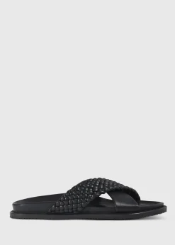 Paul Stuart Sandals^Palau Woven Leather Slide Black