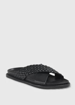 Paul Stuart Sandals^Palau Woven Leather Slide Black