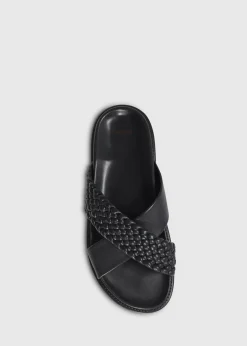 Paul Stuart Sandals^Palau Woven Leather Slide Black