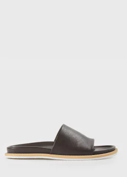 Paul Stuart Sandals^Palma Leather Slide Dark Brown