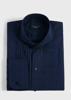 Paul Stuart Formal Shop^Pleated Front Formal Shirt Green/Blue