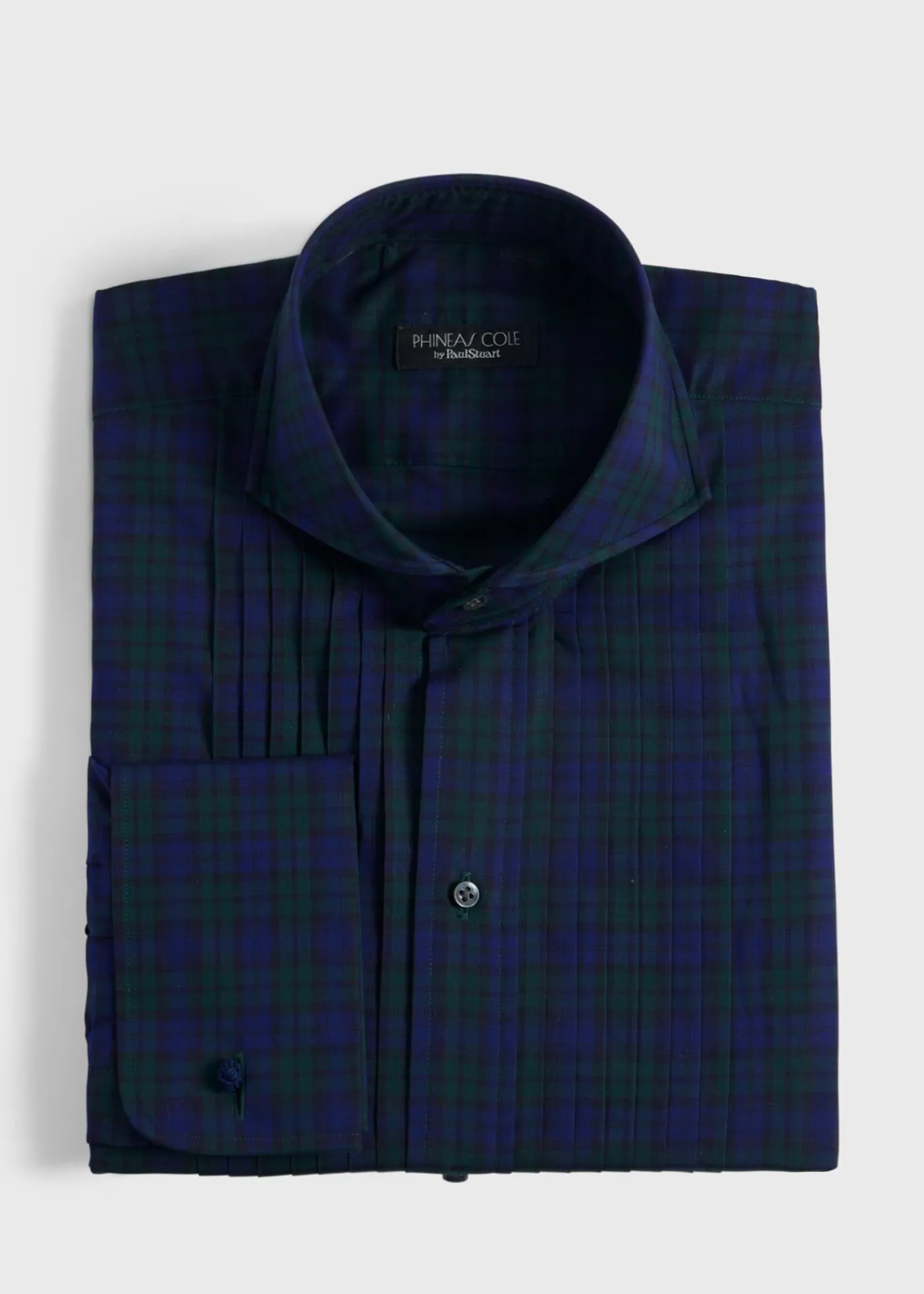Paul Stuart Formal Shop^Pleated Front Formal Shirt Green/Blue