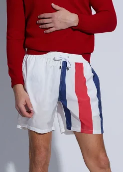 Paul Stuart Shorts & Swim Trunks^Printed Flag Swim Shorts Navy/Red