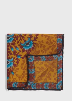 Paul Stuart Pocket Squares|The Cashmere Shop^Printed Floral Tree Pocket Square Gold