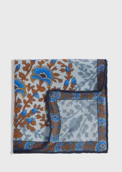 Paul Stuart Pocket Squares|The Cashmere Shop^Printed Floral Tree Pocket Square Grey