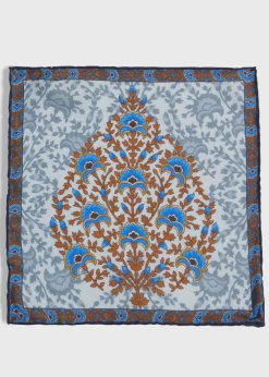 Paul Stuart Pocket Squares|The Cashmere Shop^Printed Floral Tree Pocket Square Grey