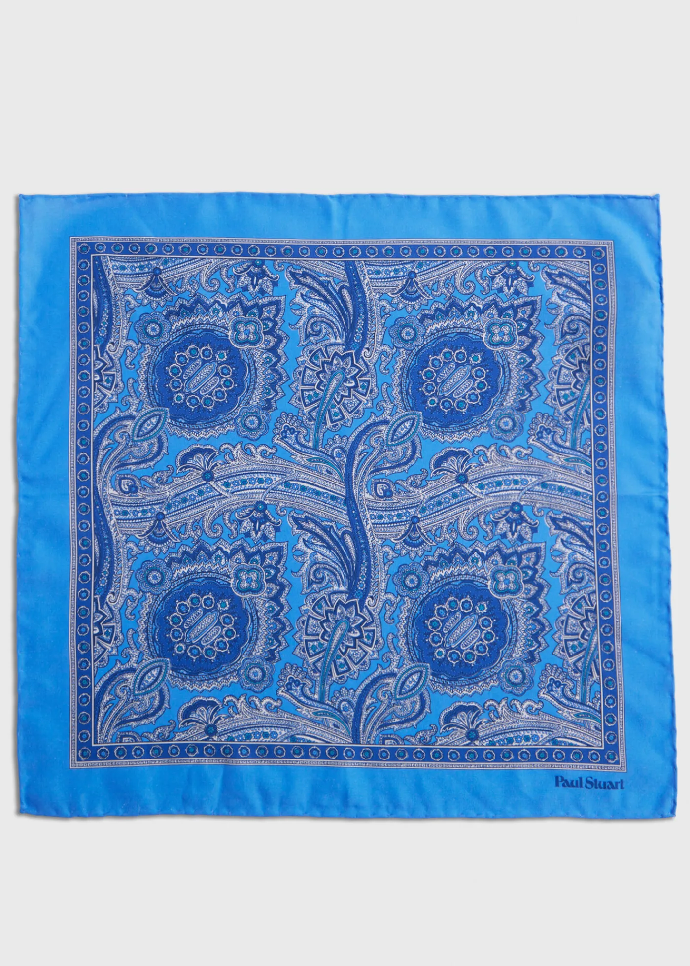 Paul Stuart Pocket Squares|Formal Shop^Printed Habotai Silk Paisley Pocket Square Light Blue