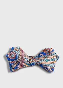 Paul Stuart Ties^Printed Habotai Silk Paisley Bow Tie Royal