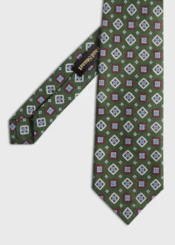 Paul Stuart Ties^Printed Linen Medallion Tie Green