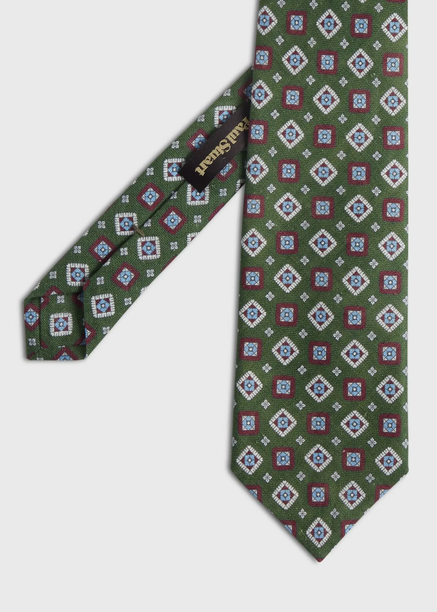 Paul Stuart Ties^Printed Linen Medallion Tie Green