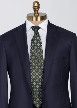 Paul Stuart Ties^Printed Linen Medallion Tie Green
